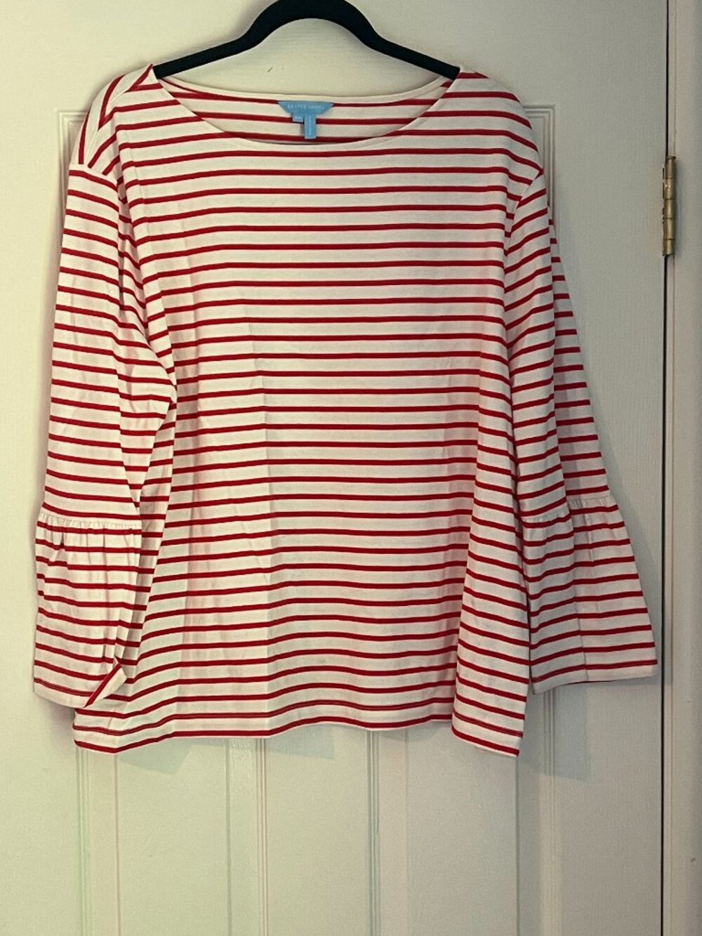 Draper James Red and White Striped Long-Sleeve Top